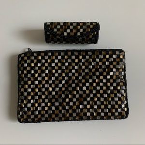 Gold/Black Clutch Purse and Lipstick Case